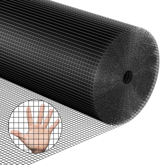 48'' x 100' 1/4inch Hardware Cloth 23 Gauge Black Vinyl Coated Welded Fence Mesh for Home and Garden Fence and Home Improvement Project