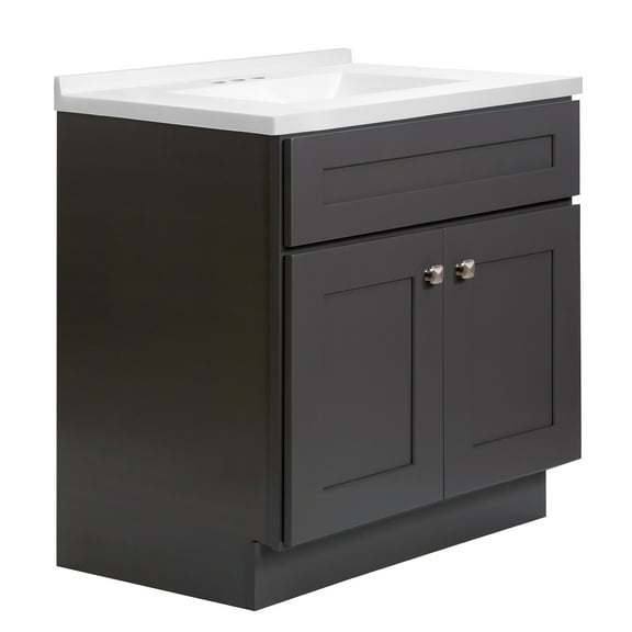 Brookings Bath Vanity Fully Assembled 31x22 - Sherwin Williams® Urbane Bronze Base and Camilla II Top