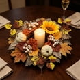 thumbnail image 4 of Artificial Flower Candle Ring Wreath for Wedding Centerpiece Table Decor Mini Floral Garland for Party Home Door Decoration Plastic Candle Holder Ring for Pillar Candles Lanterns Vases 1pcs, 4 of 6