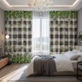 thumbnail image 2 of St. Patrick's Day Blackout Curtains for Bedroom/Living Room, Pinch Pleated Black Out Curtains, Spring Shamrock Vintage Black White Plaid Room Darkening Window Drapes with Hooks 2 Panels, 59"x70", 2 of 8