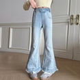 thumbnail image 4 of THDHVS Jeans for Girls,Girls Pants,Girls Straight Wide Leg Jeans for Casual Outerwear Comfortable Denim Trousers with Functional Pockets Versatile Style Blue 7-8 Years, 4 of 8