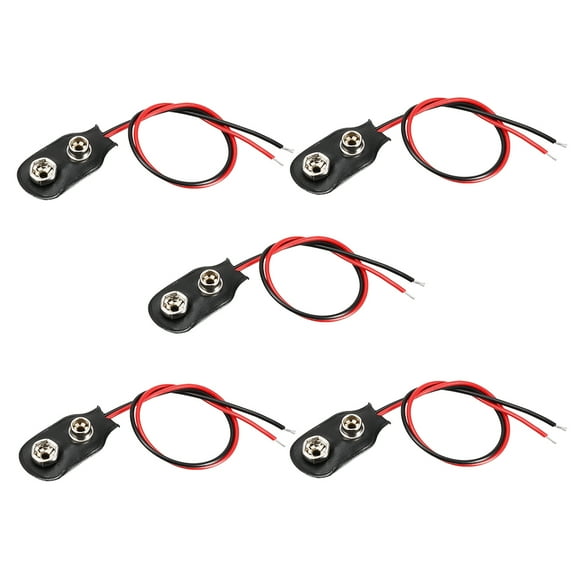 5pcs DC 9V Battery Clip I-Type Buckle Connector  Wire 14.5cm Length