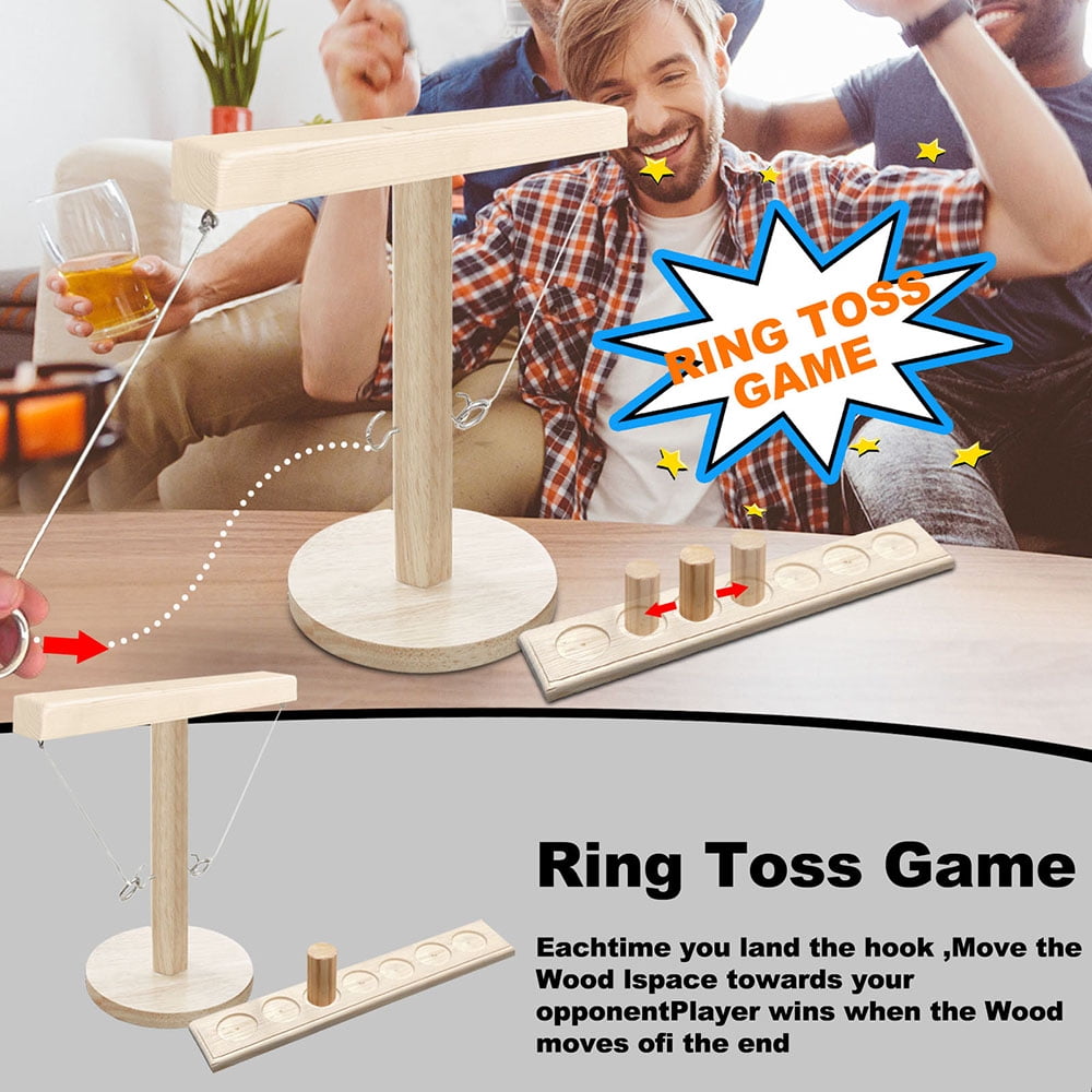 Details about   Wooden Hooks and Ring Toss Game Battle Games Set For Adults Portable 
