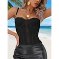 thumbnail image 4 of Surakey Women Corset Top Floral Lace Crop Tank Tops Boned Underwired Spaghetti Strap Bustier Cami Vest, 4 of 10