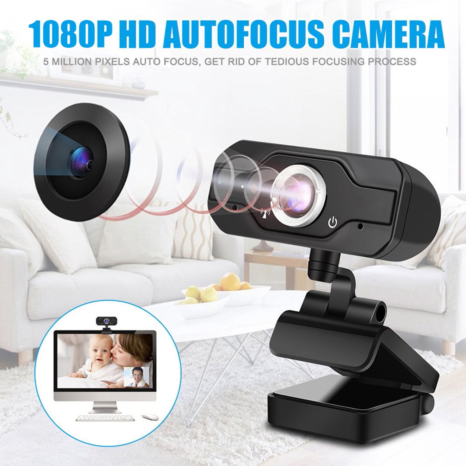 Computer Camera 1080P HD USB Web Camera with Built In Microphone Plug and Play PC Webcam Wide Angle Lens for Desktop Laptop Video Calling Conferencing Streaming Recording
