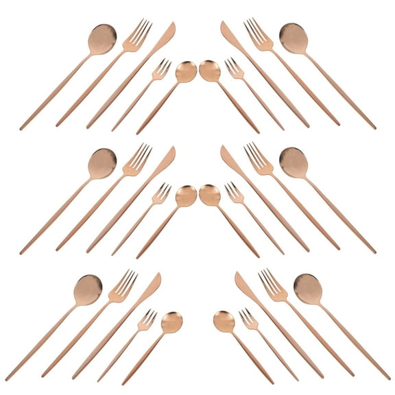 WHAMVOX Rose Gold Stainless Steel Tableware Set for Eating Use Elegant Design and Easy to Clean 30 Pieces