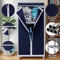 thumbnail image 3 of ALSO GO Portable Closet Organizers and Storage with Hanging & Folding Sections, Closet Wardrobe with T-Zipper Design & Full-Cover Dustproof for Room Bedroom Apartment,Navy Blue, 3 of 11