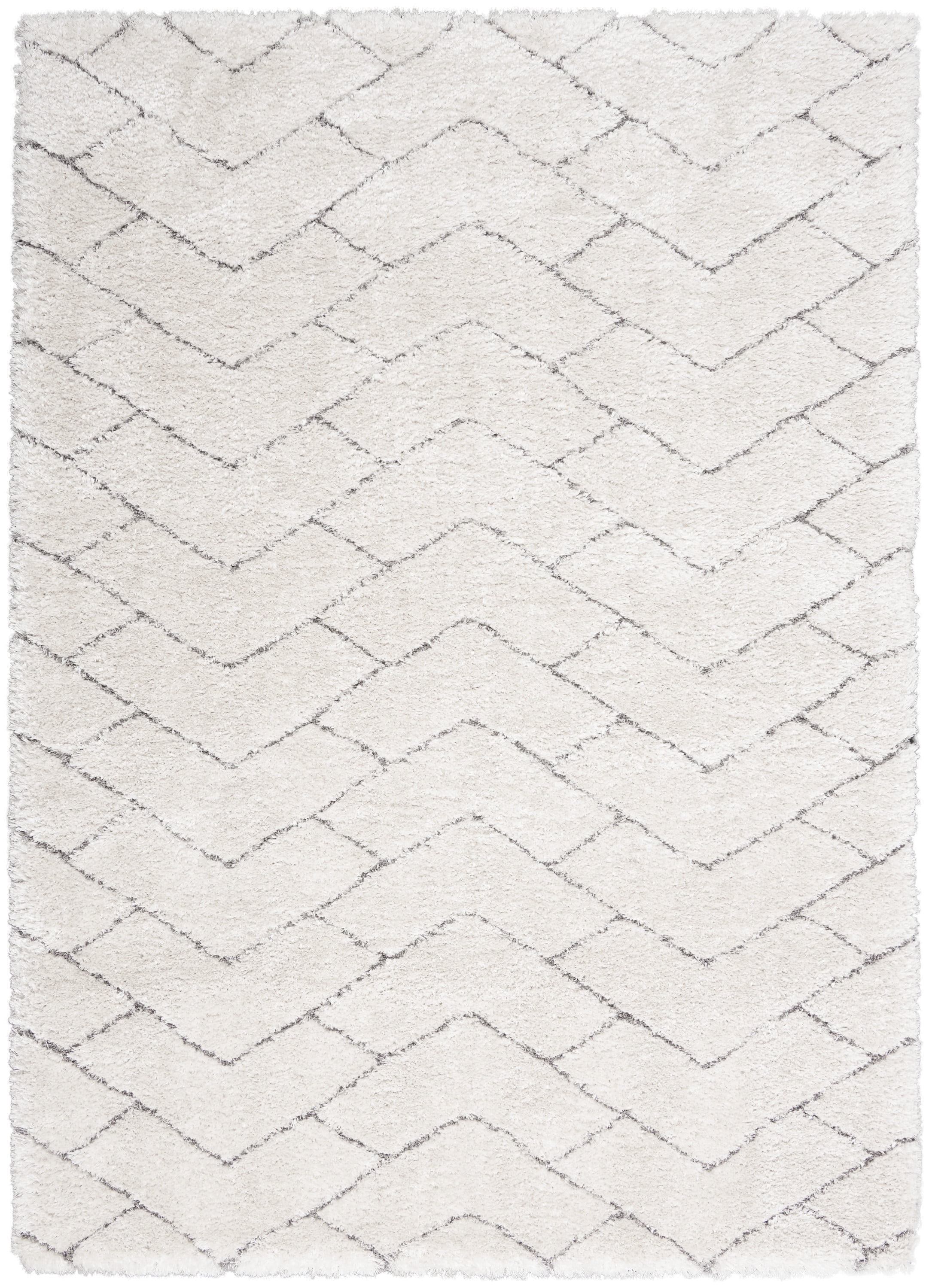 Nourison Dreamy Shag Abstract Contemporary Ivory/Grey 5'3" x 7'3" Area Rug