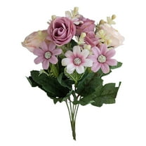 Artificial Silk Flowers, Realistic Roses Bouquet Long Stem for Home Wedding Decoration Party (Hot Pink)