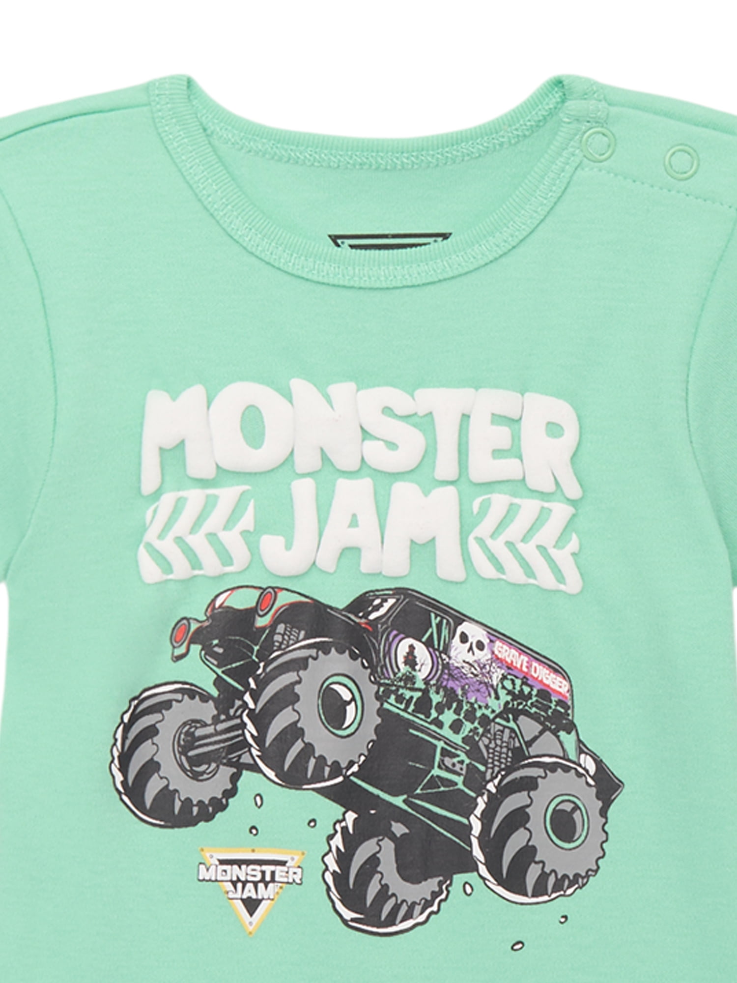 Monster Jam Baby Boys Graphic Bodysuits with Short Sleeves, 2-Pack, Sizes 0/3M-24M