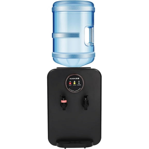 Water Dispenser for Home and Office, Top Loading Water Cooler for 1.2 to 5 Gallon Bottles, Portable Mini Water Cooler Dispenser with 3 Temperature Settings, Black, Oval-Shaped