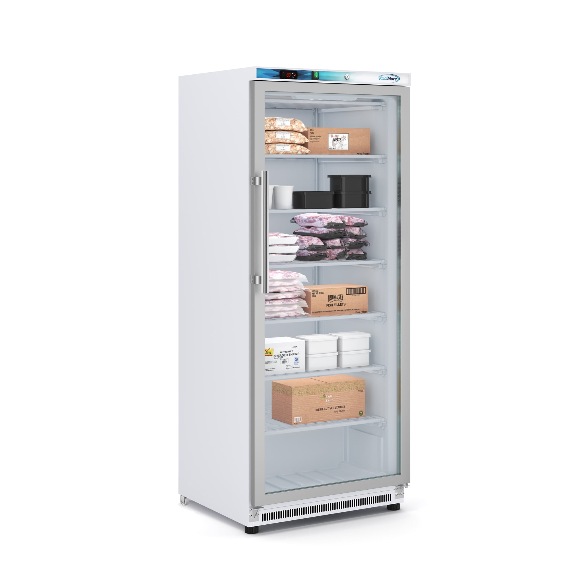 21 Cu. Ft. Commercial  Freezer with Glass Door in White - Manual Defrost (KM-FMD20WGD)