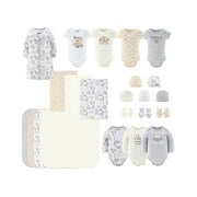 The Peanutshell Newborn Layette Gift Set for Baby Boys or Girls, 23 Essential Pieces, Yellow Grey Sleepy Forest