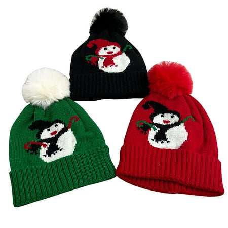 

kpoplk Christmas Hats For Kids Children s Winter Christmas Baby Hairball Winter Warm Knit Hat Boys And Girls Christmas Hat(Green)