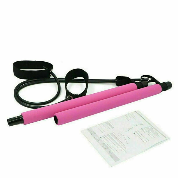 Portable Pilates Bar Kit W/Resistance Band Adjustable Exercise Stick Gym 
