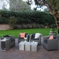thumbnail image 2 of Cascada Outdoor 4 Piece Wicker Club Chairs with Cushions and C-Shaped Tables Set, Silver, Dark Grey, Mixed Black, 2 of 8