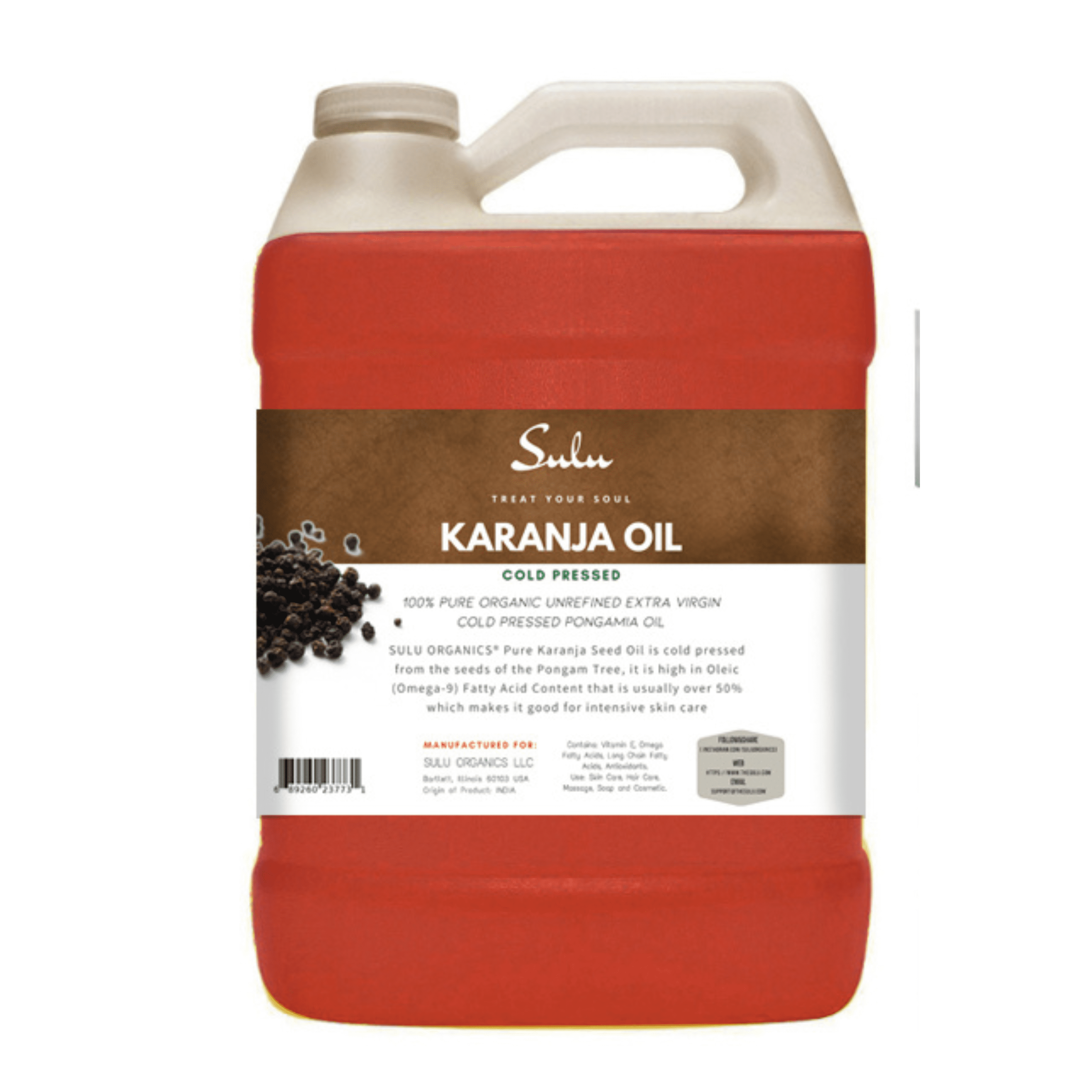 Unrefined Extra Virgin Indian Karanja oil 100% pure oil cold pressed - 1 Gallon/128 fl.oz