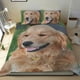 thumbnail image 1 of Golden Retriever Conjunto de sábanas temático, trío de piezas, cómodo y amigable con la piel, diseño único, regalo de decoración para el hogar para familiares, amigos y fans, 90 cm * 190 cm, 1 of 6