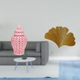thumbnail image 2 of Jarrón De Jengibre De Porcelana Con Tapa Para Arreglos Florales Y Almacenamiento Decorativo Con Hojas De Ginkgo De Hierro Forjado, Escultura Abstracta Montada En La Pared Para Sala De Estar,, 2 of 8