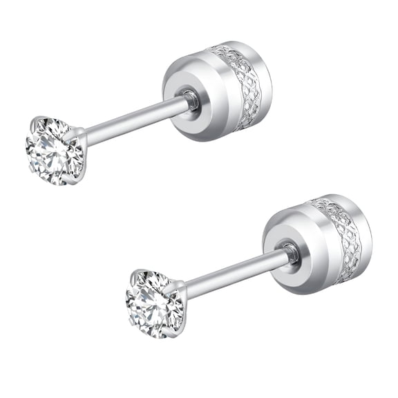 DESIGNICE Stud Earrings for Women Pack of Titanium Screw Back Sensitive Ears Titanium Steel Thin Cylinder Simple Diamond Encrusted Gifts Valentine'S Day Gifts