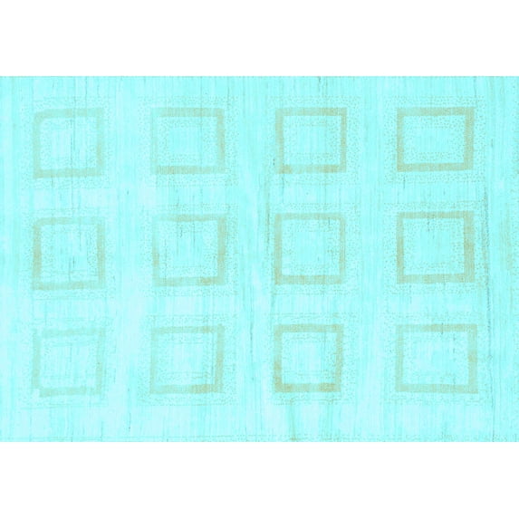 Ahgly Company Indoor Rectangle Solid Light Blue Modern Area Rugs, 6' x 9'