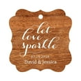 thumbnail image 1 of Darling Souvenir Custom Let Love Sparkle Wedding Hang Tags Personalized Fancy Frame Paper Tags -Rustic Wood-100 Tags, 1 of 1
