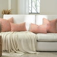 thumbnail image 5 of Gingham Checkered Orange Plaid Fall Pillow Covers, Autumn Decor Farmhouse Checkered Decorative Throw Pillow Covers 12 x 20, Fall Pillows for Couch Sofa (No Pillow Inserts), 5 of 6