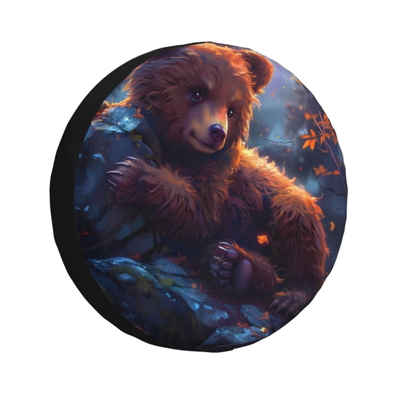 Kdxio Lazy Stone Bear for Tire Cover Wheel Protectors Tyre Covers Weatherproof Wheel Covers Universal Fit for Trailer Rv SUV Truck Camper Travel Trailers 15 inch
