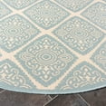 thumbnail image 3 of SAFAVIEH Linden Franco Geometric Indoor/Outdoor Area Rug, Cream/Aqua, 6'7" x 6'7" Round, 3 of 8