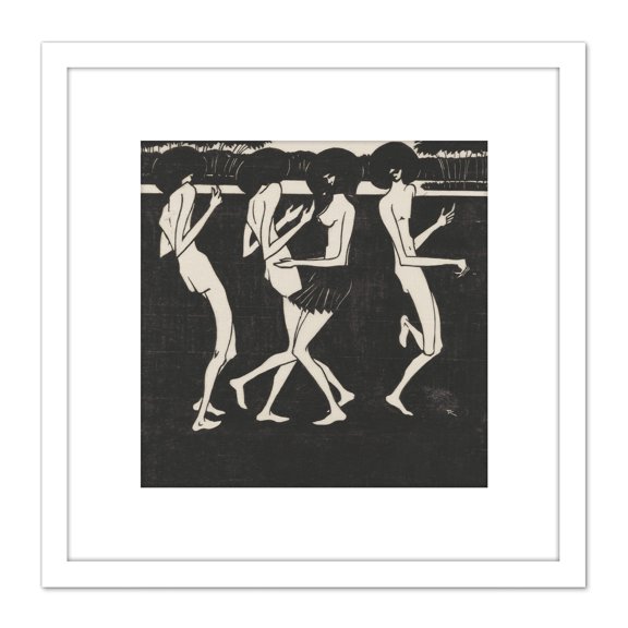 Klooster Dancing Papuas Pacific Islanders 8X8 Inch Square Wooden Framed Wall Art Print Picture with Mount