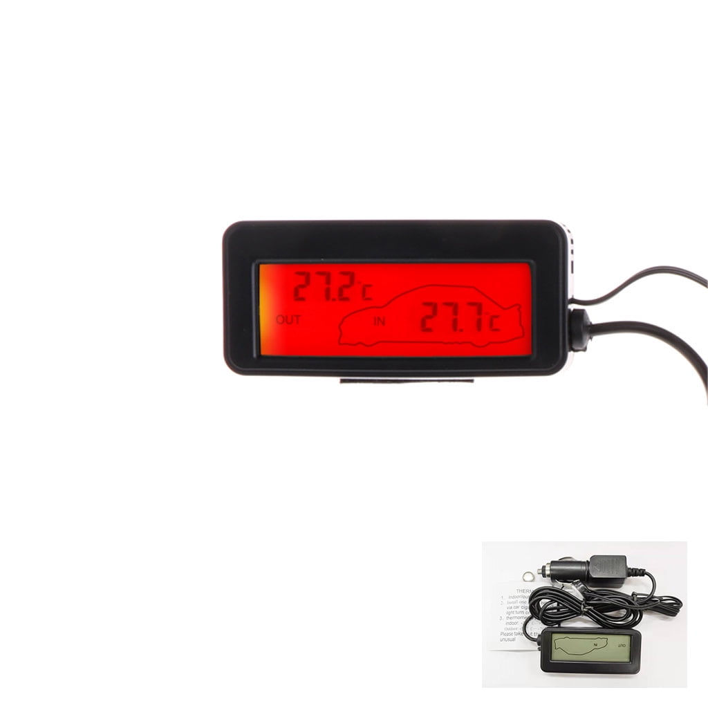 Thermometer,mini Digital Car Lcd Display Indoor Outdoor Thermometer 12v