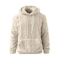 thumbnail image 5 of Mens Fuzzy Sherpa Hoodie Sweatshirts Long Sleeve Jacquard Fleece Hooded Pullover Fall Winter Warm Outwear with Pocket, 5 of 6