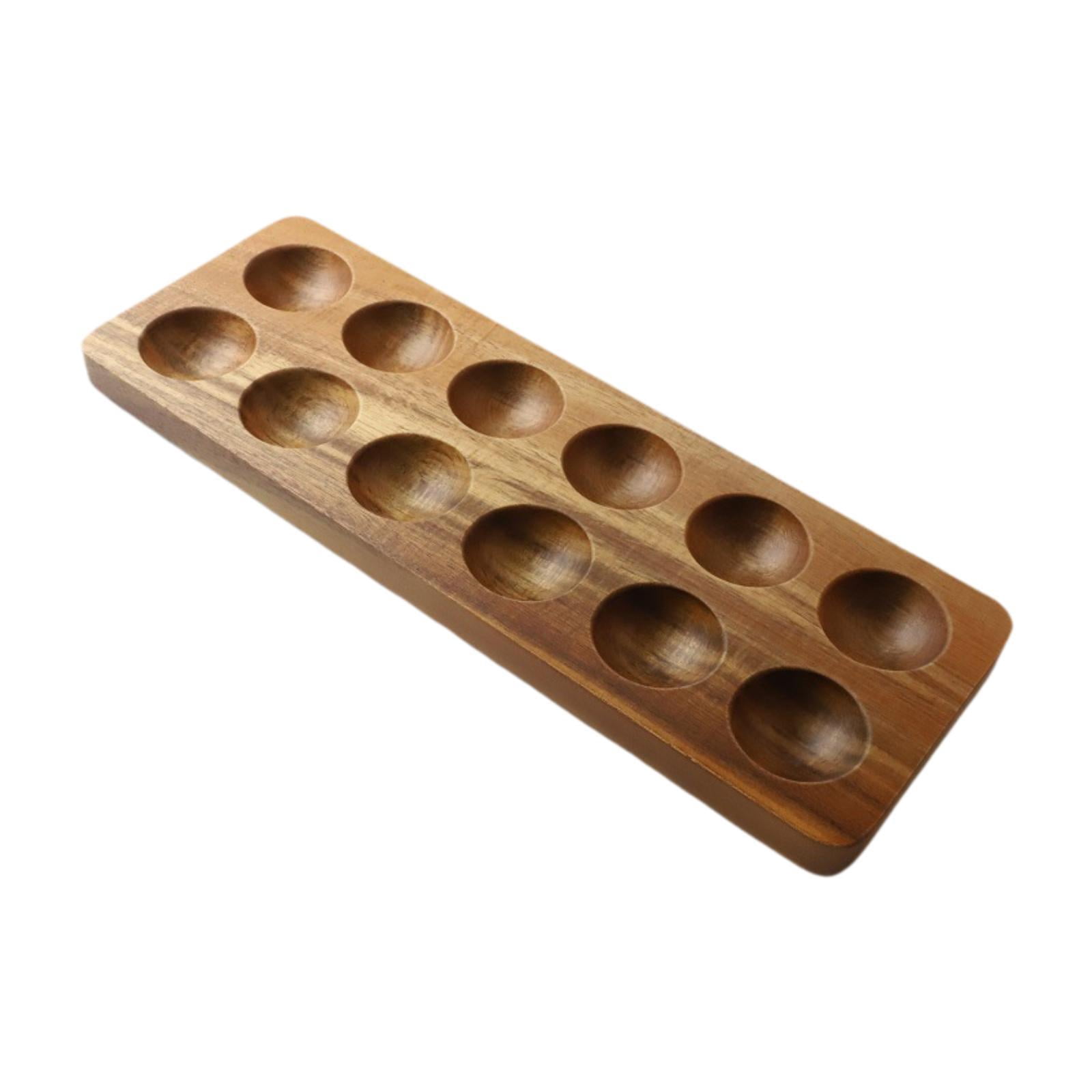 Egg Holder Wooden Tray Organizer with Sturdy Wood Construction for Kitchen Countertop and Refrigerator Use