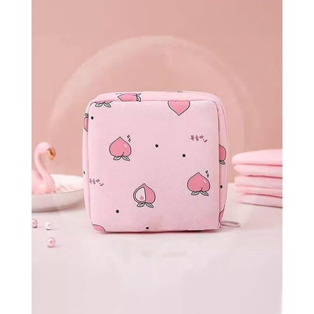 Cute Pink Cartoon Sanitary Pad Pouch Large Capacity Portable Menstrual Organizer for Women Girls Travel Makeup Bag Care Bear Purse Christmas Gift