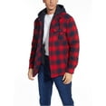thumbnail image 3 of MAWCLOS Men's Flannel Hooded Coat Winter Plaid Jackets Black Red M, 3 of 7