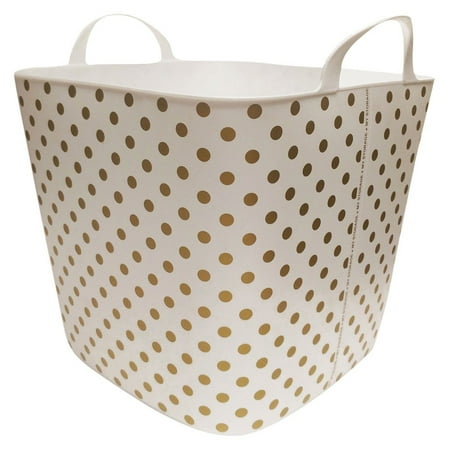 - Life Story 25 Liter Plastic Home Storage Container Bin Tub Basket, Gold Polkadot