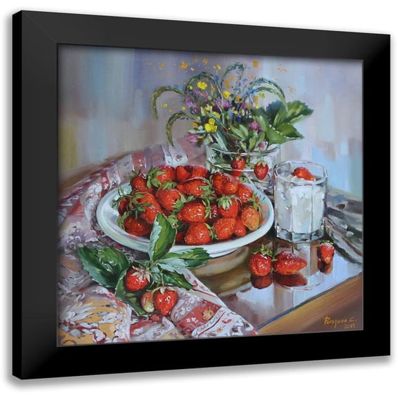 Rogozina, Svetlana 12x12 Black Modern Framed Museum Art Print Titled - Sweet Strawberries