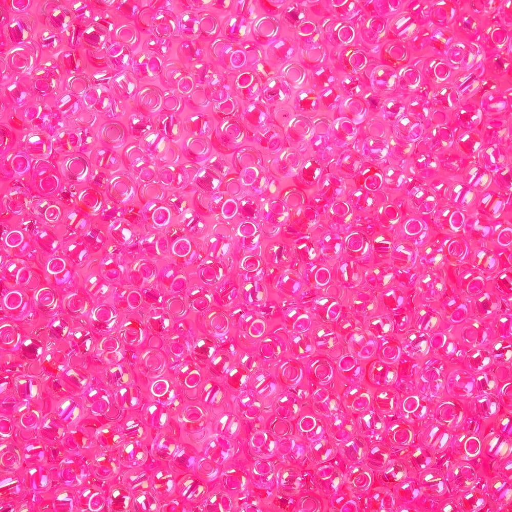 11/0 Grade A Round Glass Seed Beads Transparent Inside Colours AB Color Plated Hot Pink 2.3x1.5mm Hole: 1mm about 48500pcs/pound