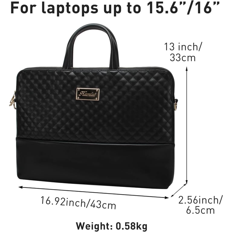 Kamlui 15.6-Inch Quilted Laptop Bag For Women – Water-Resistant PU Leather With Adjustable Strap