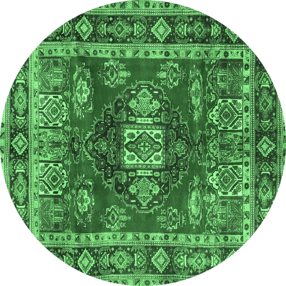 Ahgly Company Indoor Round Persian Emerald Green Traditional Area Rugs, 4' Round