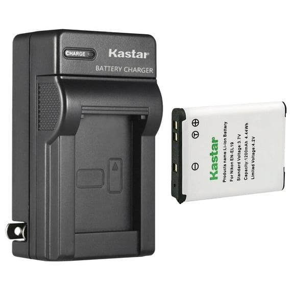 Kastar 1-Pack EN-EL19 Battery and AC Wall Charger Replacement for Nikon Coolpix S4100, Coolpix S4150, Coolpix S4200, Coolpix S4300, Coolpix S4400, Coolpix S5200, Coolpix S5300, Coolpix S6400 Camera