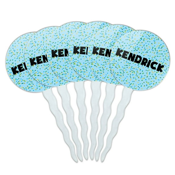 Kendrick Cupcake Picks Toppers - Set of 6 - Blue Speckles