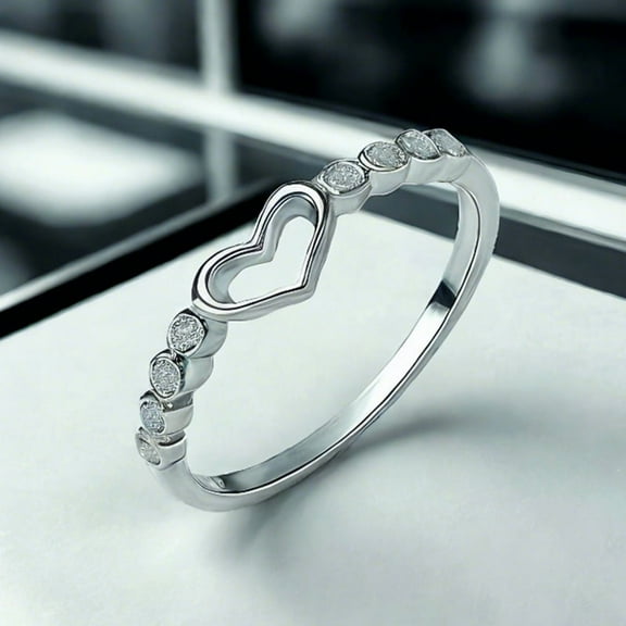 shngshifan Rings for Women Womens 928 Sterling Silver Blue Sapphire Ring CZ Gemstone Heart Ring(silver5)5