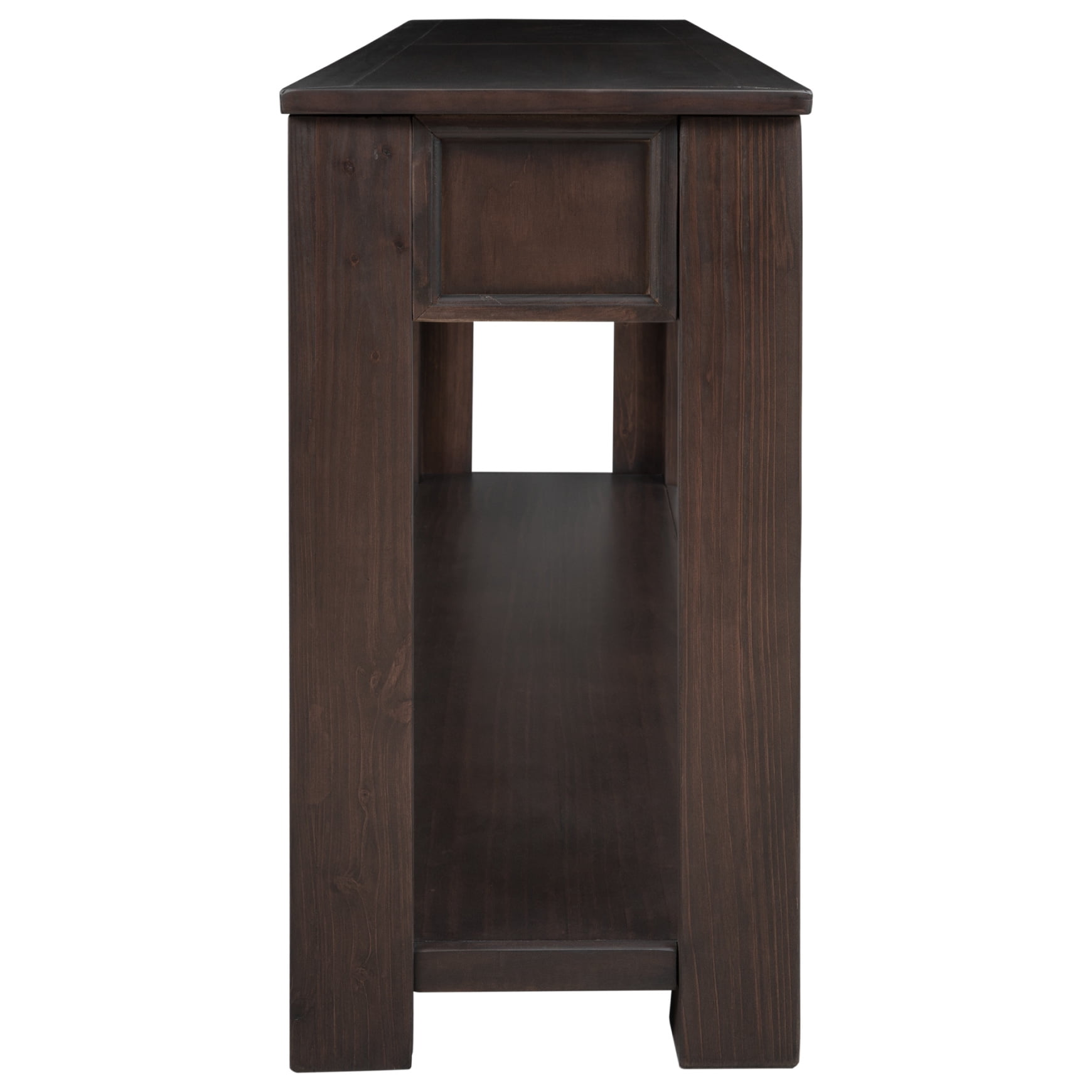 Solid Wood Console Table With 4 Drawers And 1 Bottom Shelf For Entryway, Hallway, Easy Assembly, 63 Inch Long Sofa Table ,Espresso