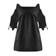 thumbnail image 4 of Fiudx Ofertas Relámpago Blusa de Manga Corta de Moda con Cuello En V Suelta y Hombros Descubiertos, 4 of 6