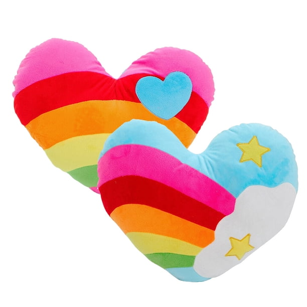 2 cojines de peluche y algodón PP con forma de corazón (coloridos)