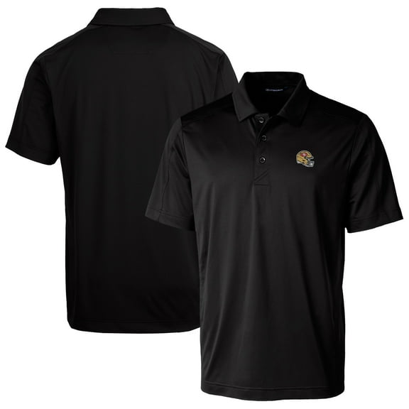 Men's Cutter & Buck  Black San Francisco 49ers Helmet Prospect Textured Stretch Polo