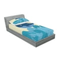 thumbnail image 2 of Ambesonne Cartoon Fitted Sheet & Pillow Sham Set, Smiling Whale and Lines, Twinxl, Dark Blue Blue, 2 of 2