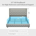 thumbnail image 6 of SIBEDS Full LED Bed Frame with Galaxy Projector, Charging Station, 52" Headboard & 2 Drawers, Grey, 6 of 8