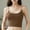 Brown, variant on LYEAA Built in Bra Tank Top Cropped Spaghetti Strap Fitted Summer Casual Cami Shirt Solid Crew Neck Sleeveless Breathable Fashion Ladies Pullover Shirts Beige